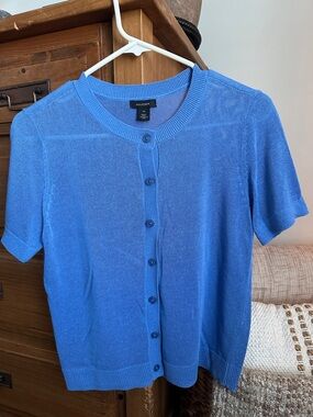 Halogen Light Blue Short Sleeve Button Cardigan